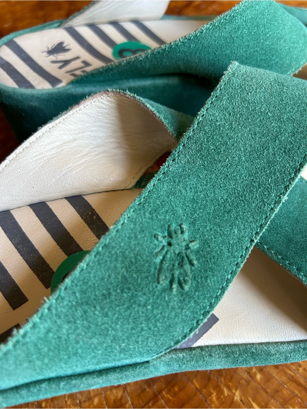 Fly London Teal Suede Crisscross Platform Sandals - Picture 4 of 6